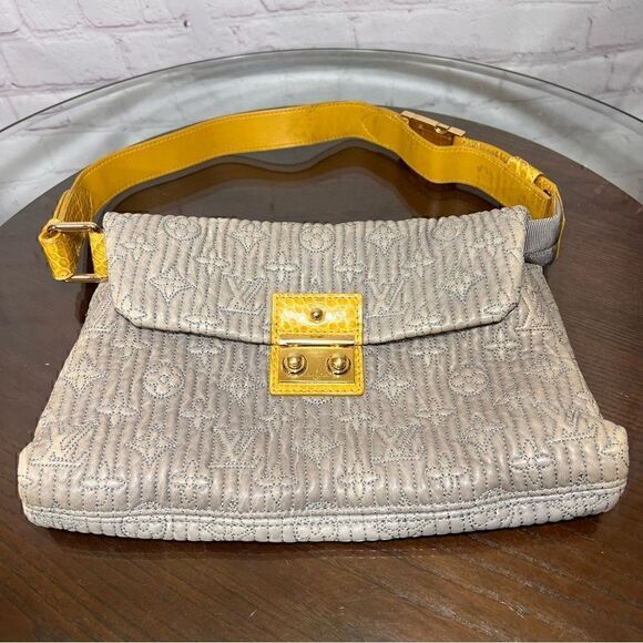 LOUIS VUITTON Alligator-Trimmed Motard Shoulder Bag embossed Leather exotic rare - Picture 4 of 16